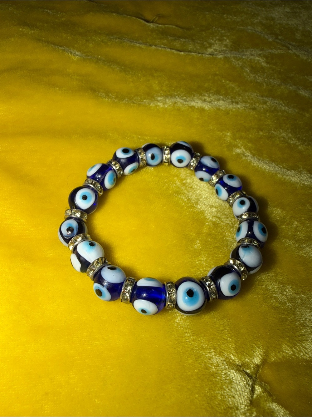Evil Eye Stretch Bracelet - Blue White Beaded Women s Jewelry